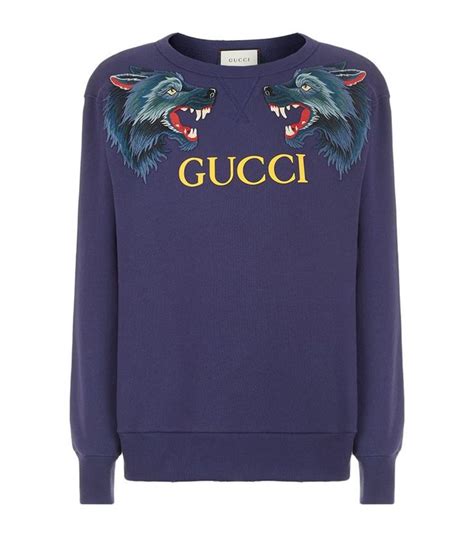 gucci cotton sweatshirt with wolf|Gucci sweatshirt for women.